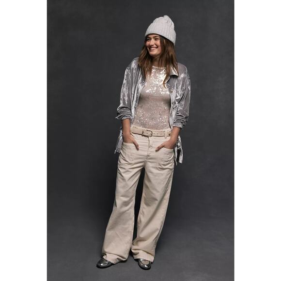 FP-We The Free Palmer Cuffed Jeans Cream Sz:33 RET$128 CURRENT - Picture 2 of 7